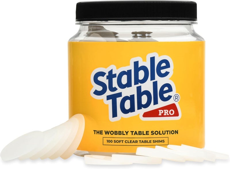 Stable Table Pro Stable Table - Clear Restaurant Table Leg 100 Shim Wedges Premium Furniture Levelers Restaurant TableShims, Home Improvement DIY Levelers - Rubber Type Texture, Firm, Non-Slip, Doors, and More - Image 1